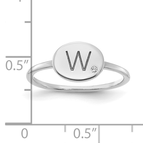 Initial Oval with Diamond Signet Rings