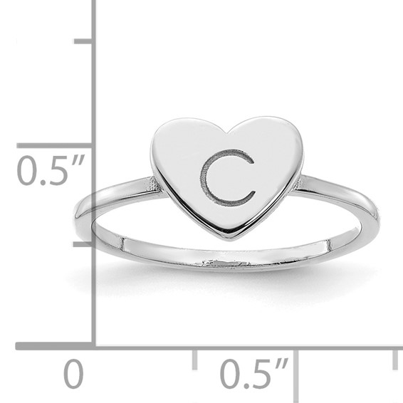 Initial Heart Signet Rings