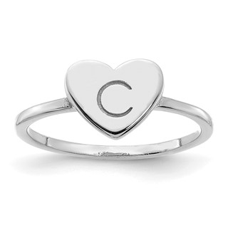Initial Heart Signet Rings