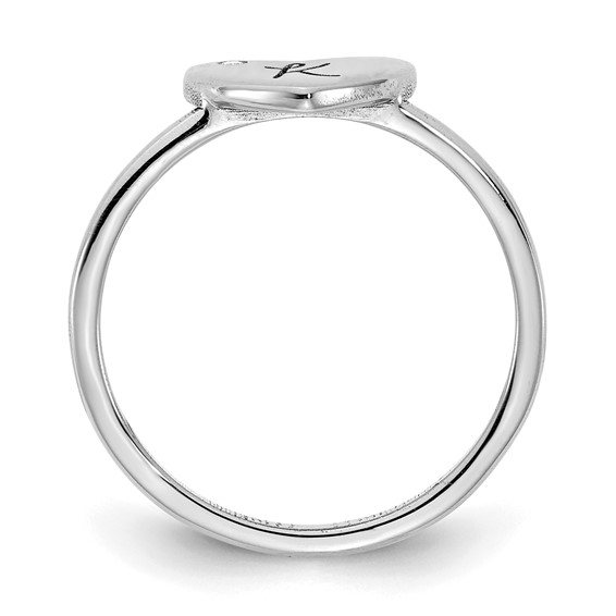 Initial Heart with Diamond Signet Rings