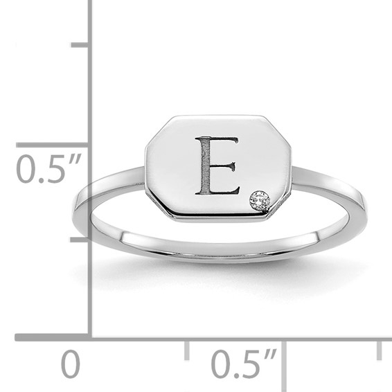 Initial Octagon with Diamond Signet Rings