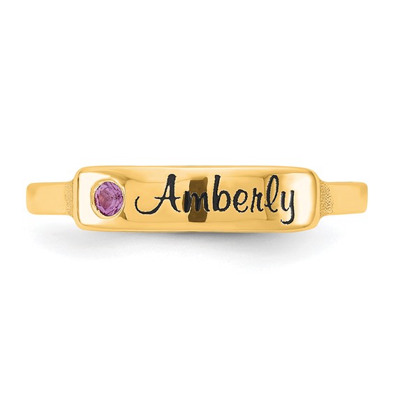 Sterling Silver/Gold-Plated Name and Genuine Stone Ring