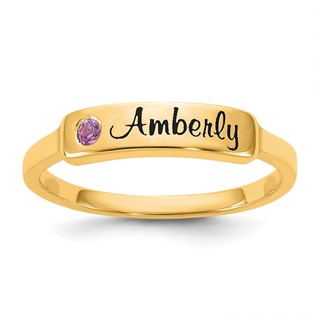Sterling Silver/Gold-Plated Name and Genuine Stone Ring