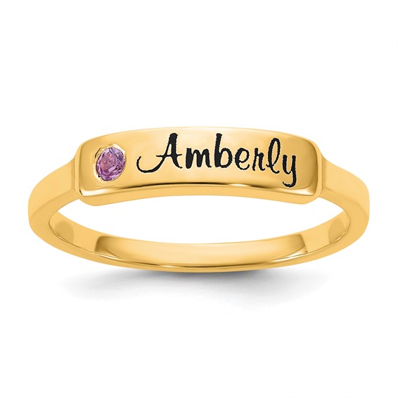 Sterling Silver/Gold-Plated Name and Genuine Stone Ring