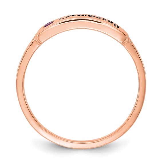 Sterling Silver/Rose Gold-Plated Name and Genuine Stone Ring
