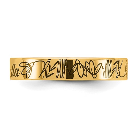 14k Yellow Gold Name and Birth Flower Ring