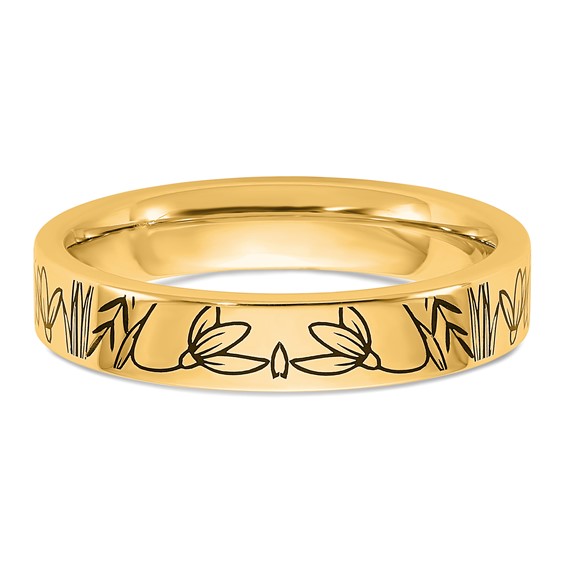 14k Yellow Gold Name and Birth Flower Ring