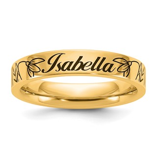 14k Yellow Gold Name and Birth Flower Ring