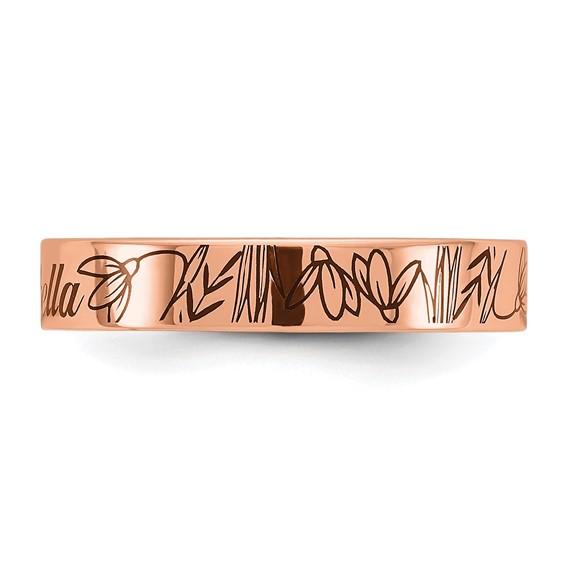 Sterling Silver/Rose Gold-Plated Name and Birth Flower Ring