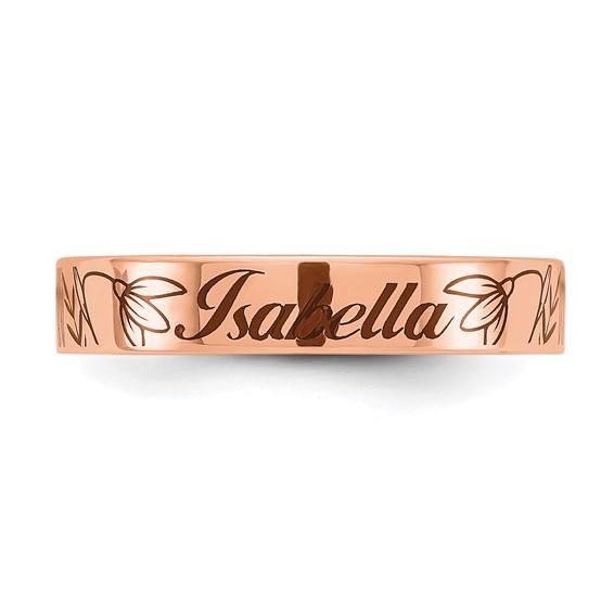 Sterling Silver/Rose Gold-Plated Name and Birth Flower Ring