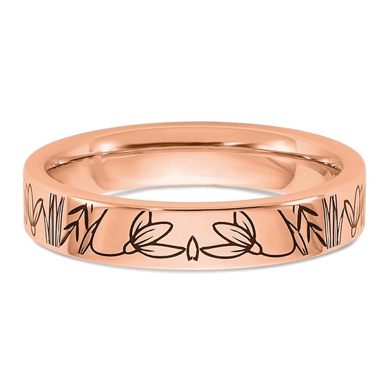 Sterling Silver/Rose Gold-Plated Name and Birth Flower Ring