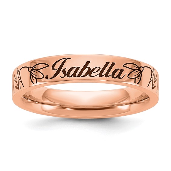 Sterling Silver/Rose Gold-Plated Name and Birth Flower Ring