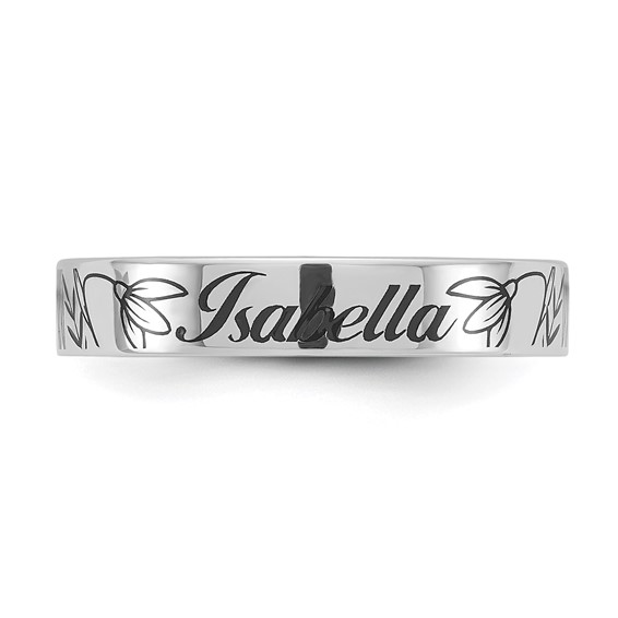 Sterling Silver/Rhodium-plated Name and Birth Flower Ring