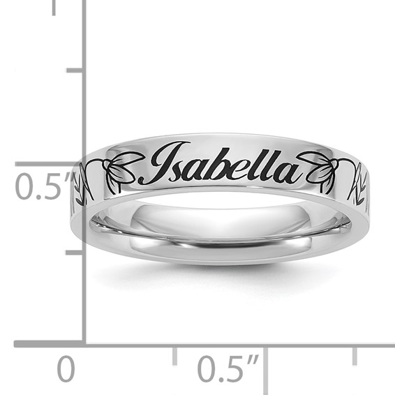 Sterling Silver/Rhodium-plated Name and Birth Flower Ring