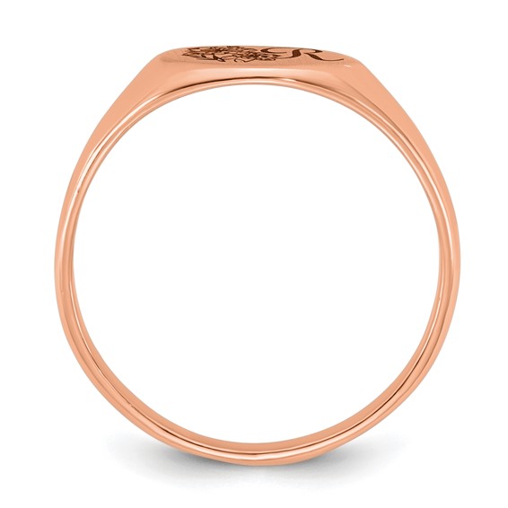 SS/Rose Gold-Plated Epoxy Initial and Birth Flower Signet Ring