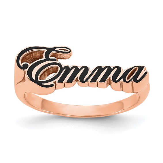 Sterling Silver/Rose-plated Epoxy Name Plate Ring