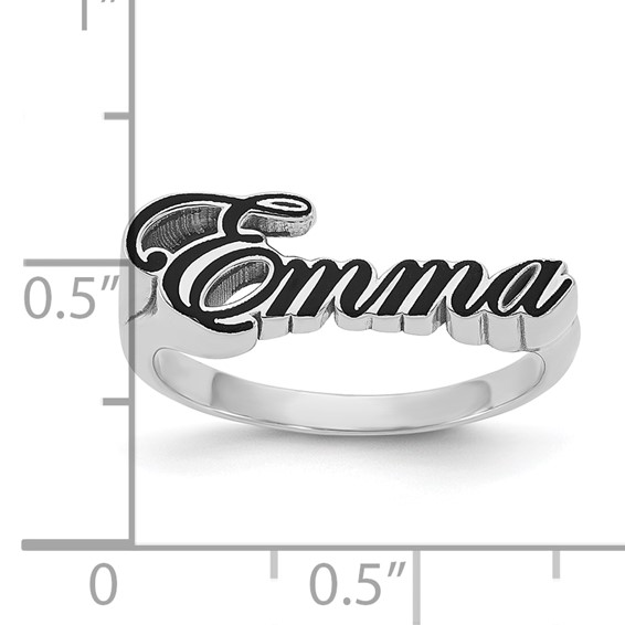 Sterling Silver/Rhodium-plated Epoxy Name Plate Ring