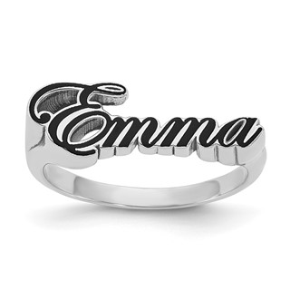 Sterling Silver/Rhodium-plated Epoxy Name Plate Ring