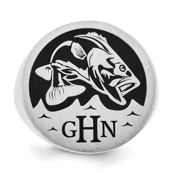 Sterling Silver/Rhod-plated Large Round Epoxy Signet Ring