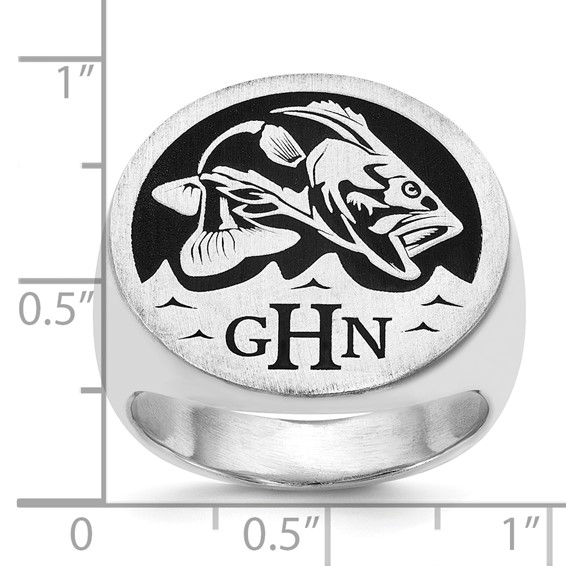 Sterling Silver/Rhod-plated Large Round Epoxy Signet Ring