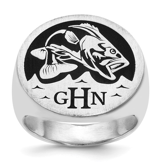 Sterling Silver/Rhod-plated Large Round Epoxy Signet Ring