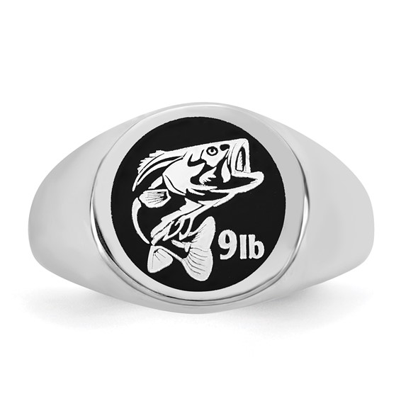 Sterling Silver/Rhod-plated Small Round Epoxy Signet Ring