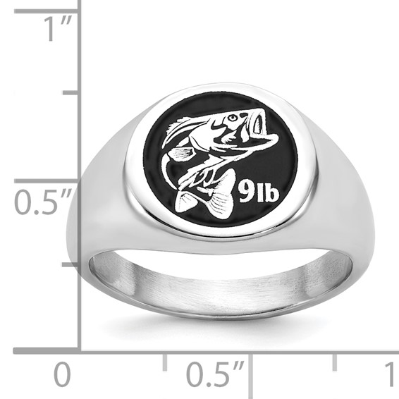 Sterling Silver/Rhod-plated Small Round Epoxy Signet Ring