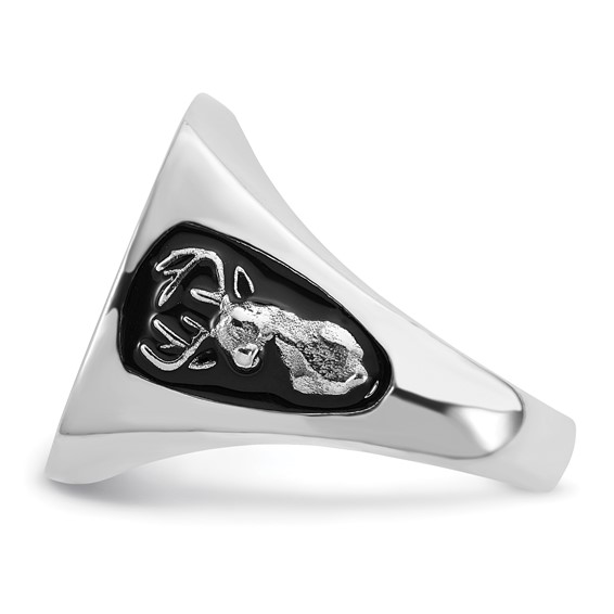 Sterling Silver/Rhod-plated Antler Monogram Cushion Ring