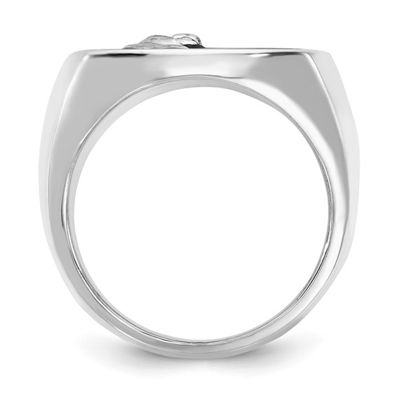 Sterling Silver/Rhod-plated Epoxy Monogram Deer Cushion Ring