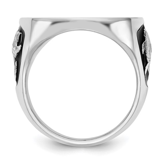 Sterling Silver/Rhod-plated Epoxy Bass Monogram Ring