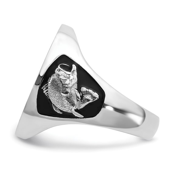 Sterling Silver/Rhod-plated Epoxy Bass Monogram Ring