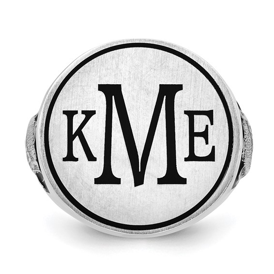 Sterling Silver/Rhod-plated Epoxy Bass Monogram Ring