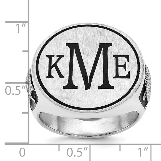 Sterling Silver/Rhod-plated Epoxy Bass Monogram Ring