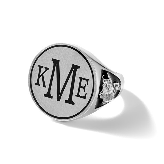 Sterling Silver/Rhod-plated Epoxy Bass Monogram Ring