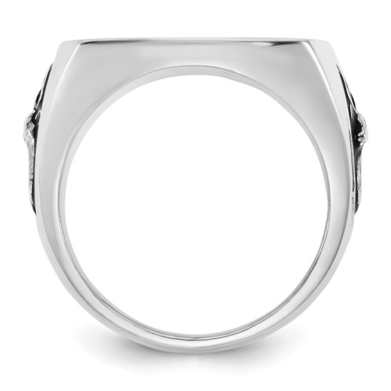 Sterling Silver/Rhod-plated Epoxy Deer Monogram Ring