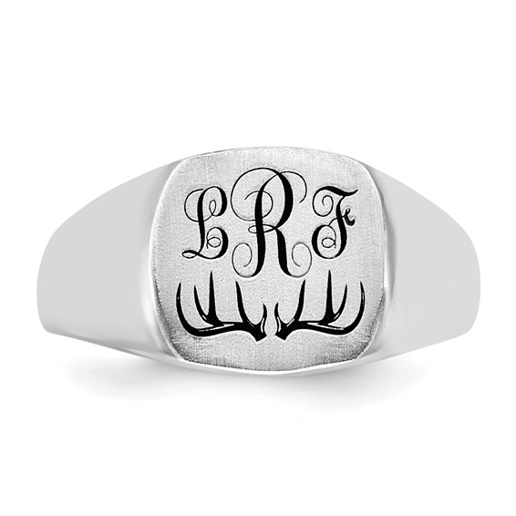 Sterling Silver/Rhod-plated Epoxy Deer Monogram Ring