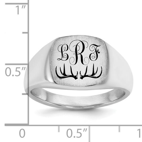 Sterling Silver/Rhod-plated Epoxy Deer Monogram Ring