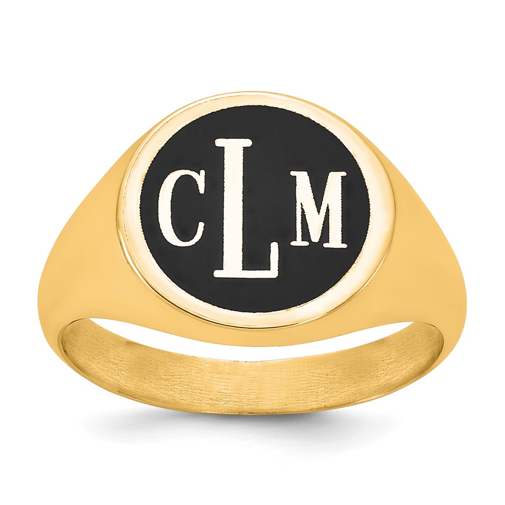 SS/Gold-plated Polished with Antiqued Background Monogram Signet Ring