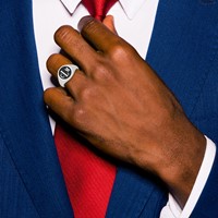 14K White Gold with Epoxy Monogram Ring view 5