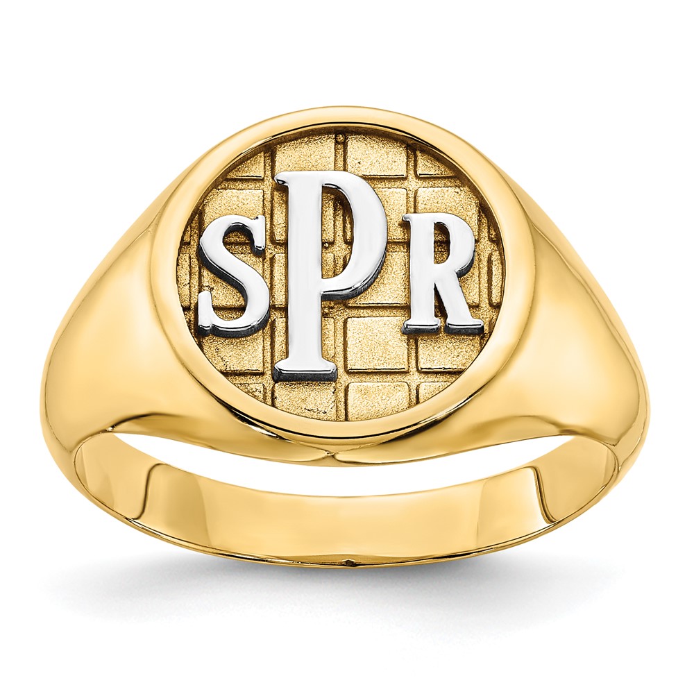 Sterling Silver/Gold-plated Polished Monogram Signet Ring