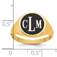Sterling Silver Gold-plated with Epoxy Monogram Ring view 3