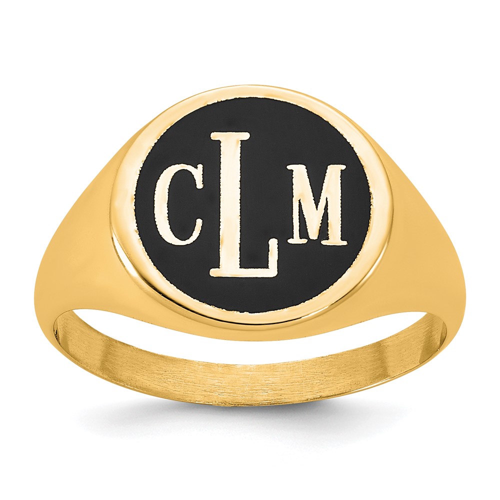 SS/Gold-plated Polished with Antiqued Background Monogram Signet Ring