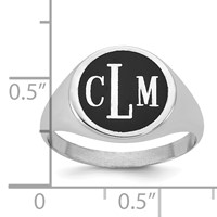 Sterling Silver Rhodium-plated Ring with Epoxy Monogram view 3