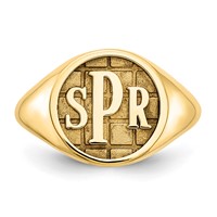 Sterling Silver Gold-plated Textured Monogram Signet Ring view 5