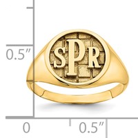 Sterling Silver Gold-plated Textured Monogram Signet Ring view 4