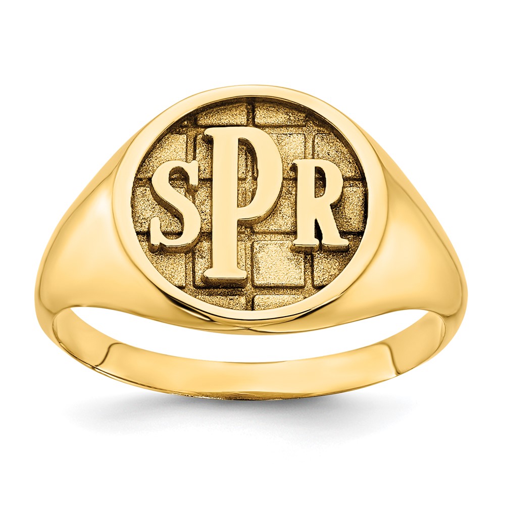 Sterling Silver Gold-plated Textured Monogram Signet Ring