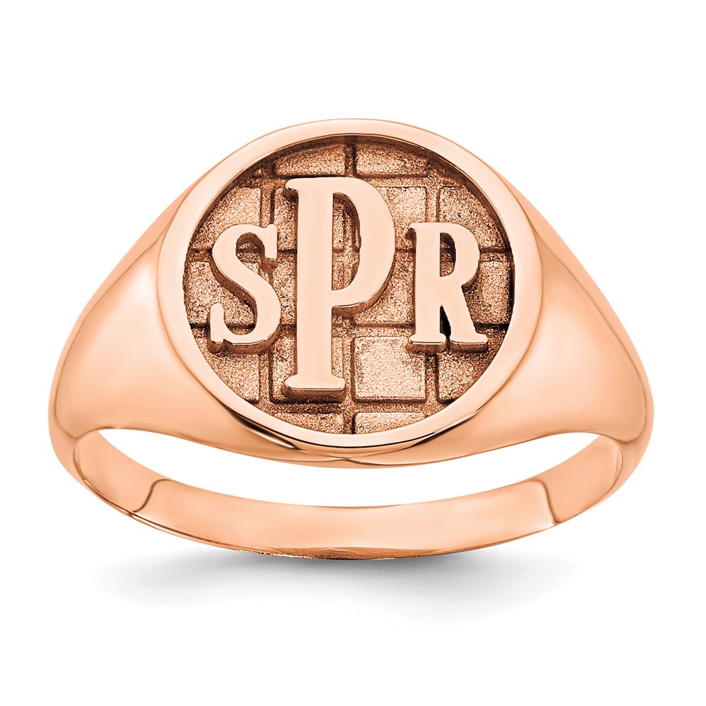 Sterling Silver/Rose-plated Polished Monogram Signet Ring