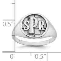 Sterling Silver Rhod-plated Textured Monogram Signet Ring view 2