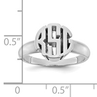 14K White Gold Monogram Ring view 3