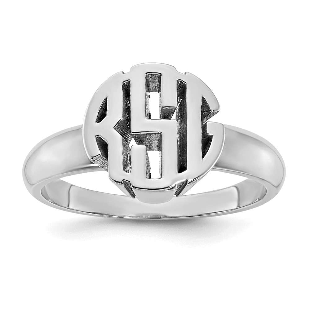 Sterling Silver/Rhodium-plated Polished Monogram Signet Ring